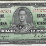 Vua George VI trên tờ 1 đô la Canada seri 1937